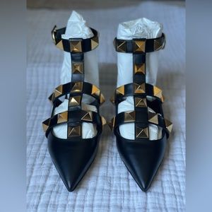 SOLD Valentino Roman Stud Ankle Flats size 37.5.